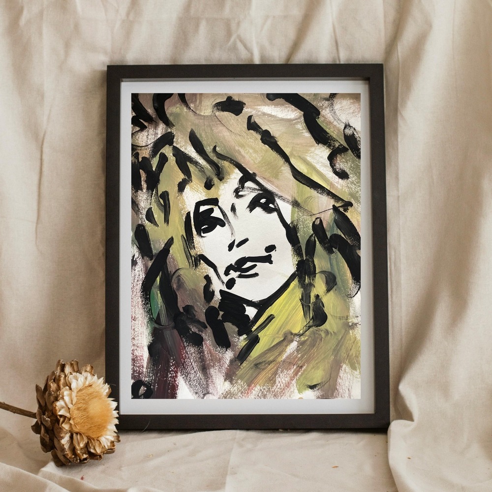 OMAN Dolly Parton Abstract Pop Art Portrait Painting 8.5x11 Paper Minimalism